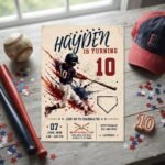 Baseball Birthday Invitation - Editable Canva Template