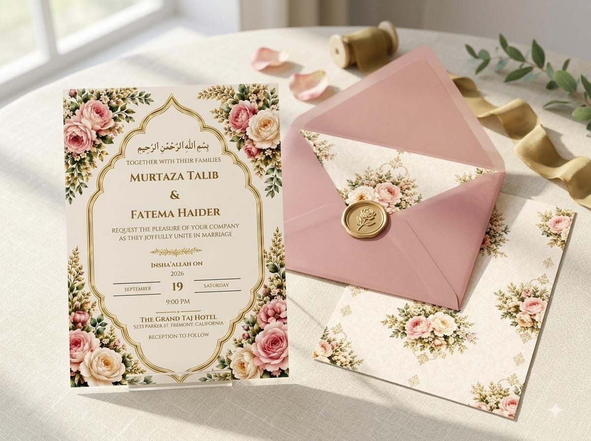 Islamic Wedding Invitation Template - Editable Floral Design - Image 4