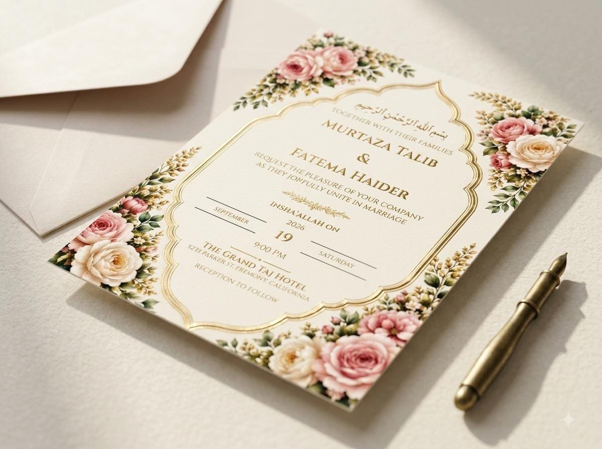 Islamic Wedding Invitation Template - Editable Floral Design - Image 5