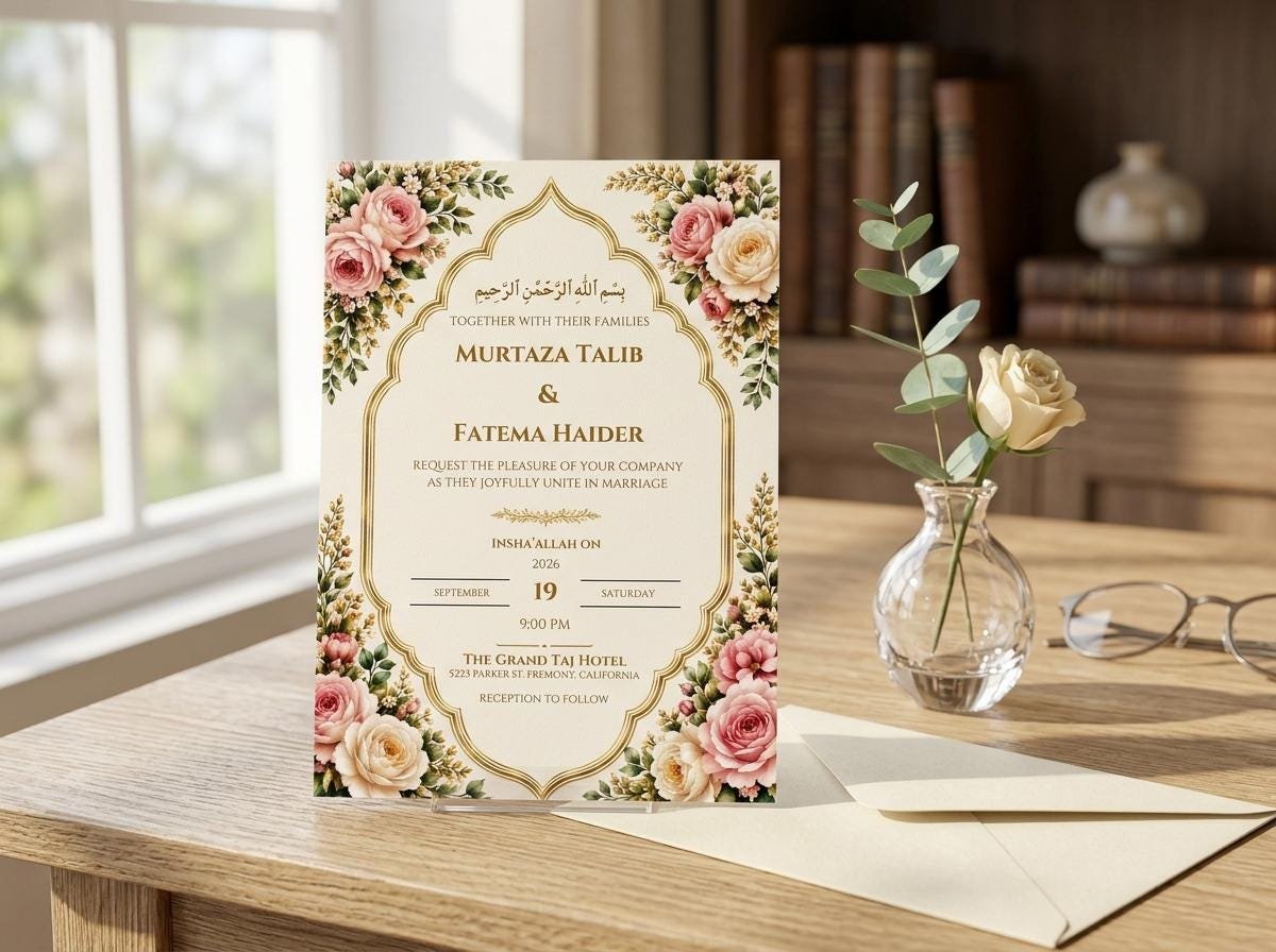 Islamic Wedding Invitation Template - Editable Floral Design - Image 6