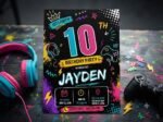 10th Birthday Invitation - Editable Video Game Template