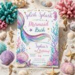 Mermaid Birthday Invitation - Editable Canva Template