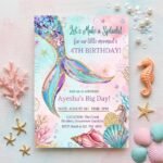 Mermaid Birthday Invitation Template - Editable Canva Invite