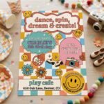 70s Birthday Invitation - Editable Vintage Kids Party Template