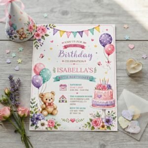 4th Birthday Invitation Template - Editable Canva Invite