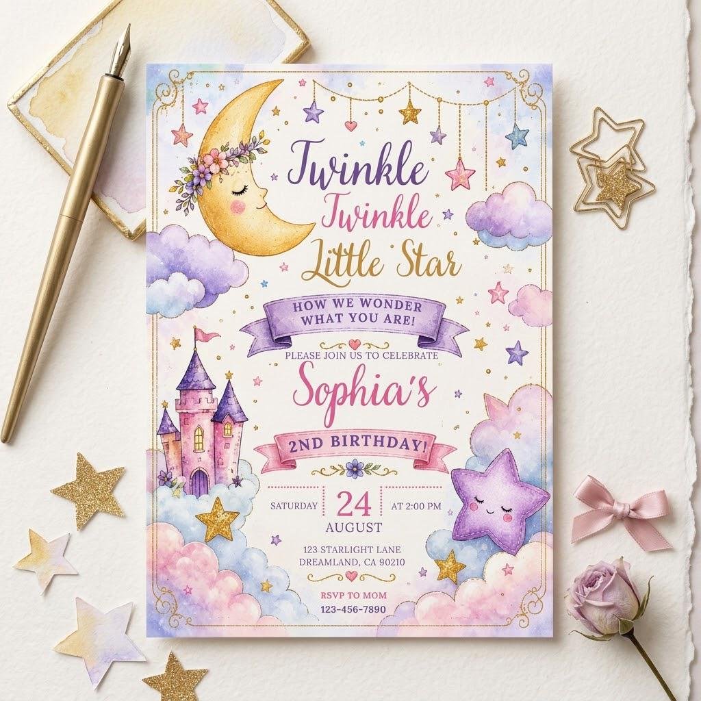 Twinkle Twinkle Invitation - Editable Birthday & Baby Shower - Image 4