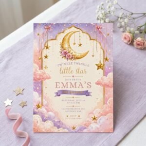 Twinkle Little Star Invitation - Editable 3rd Birthday Invite