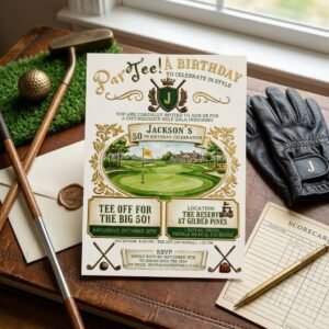 Golf Birthday Invitation Template for 50th Party