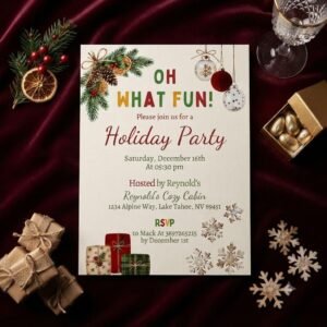 Holiday Party Invitation Template - Editable Canva Invite