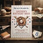 Baseball Birthday Invitation - Editable Canva Template