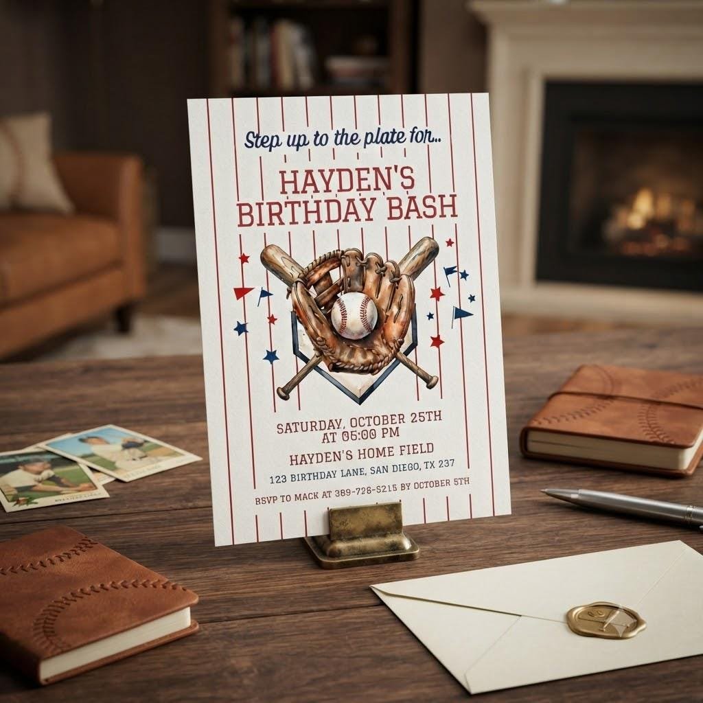 Baseball Birthday Invitation - Editable Canva Template - Image 4