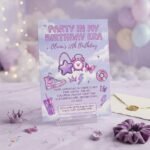 12th Birthday Invitation Editable Purple Glitter Template