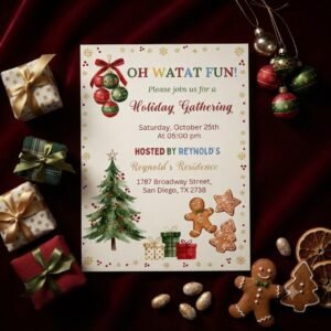 Holiday Invitation Template - Editable Christmas Party Invite