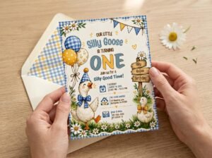 First Birthday Invitation - Editable Silly Goose Template