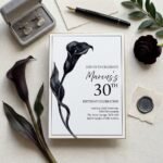 30th Birthday Invitation - Editable Black Floral Template