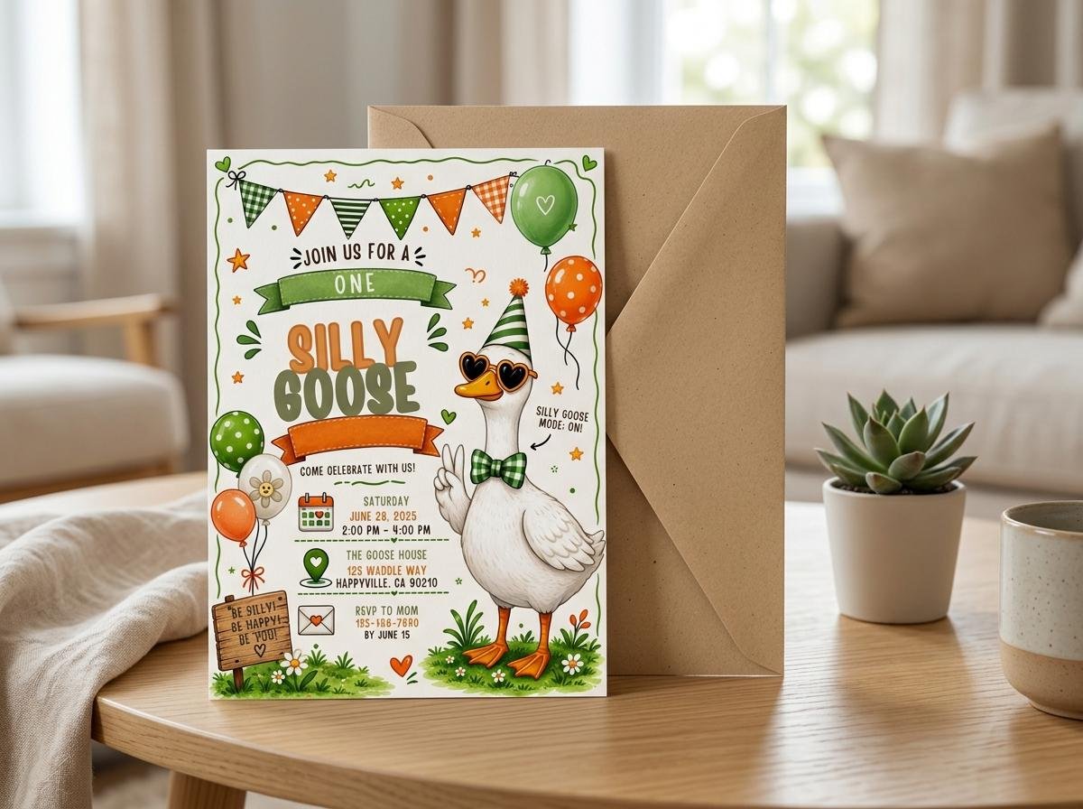 First Birthday Invitation - Editable Silly Goose Template - Image 5