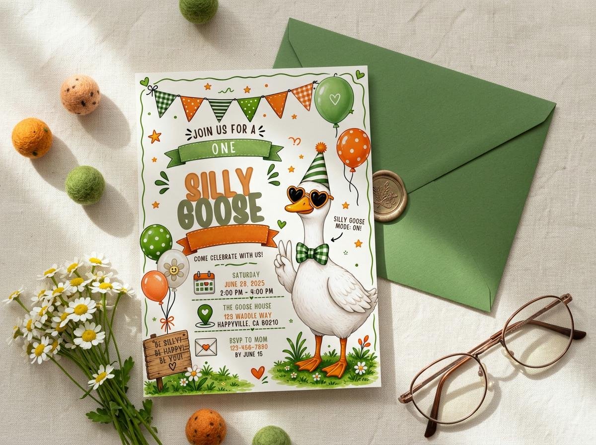 First Birthday Invitation - Editable Silly Goose Template - Image 9