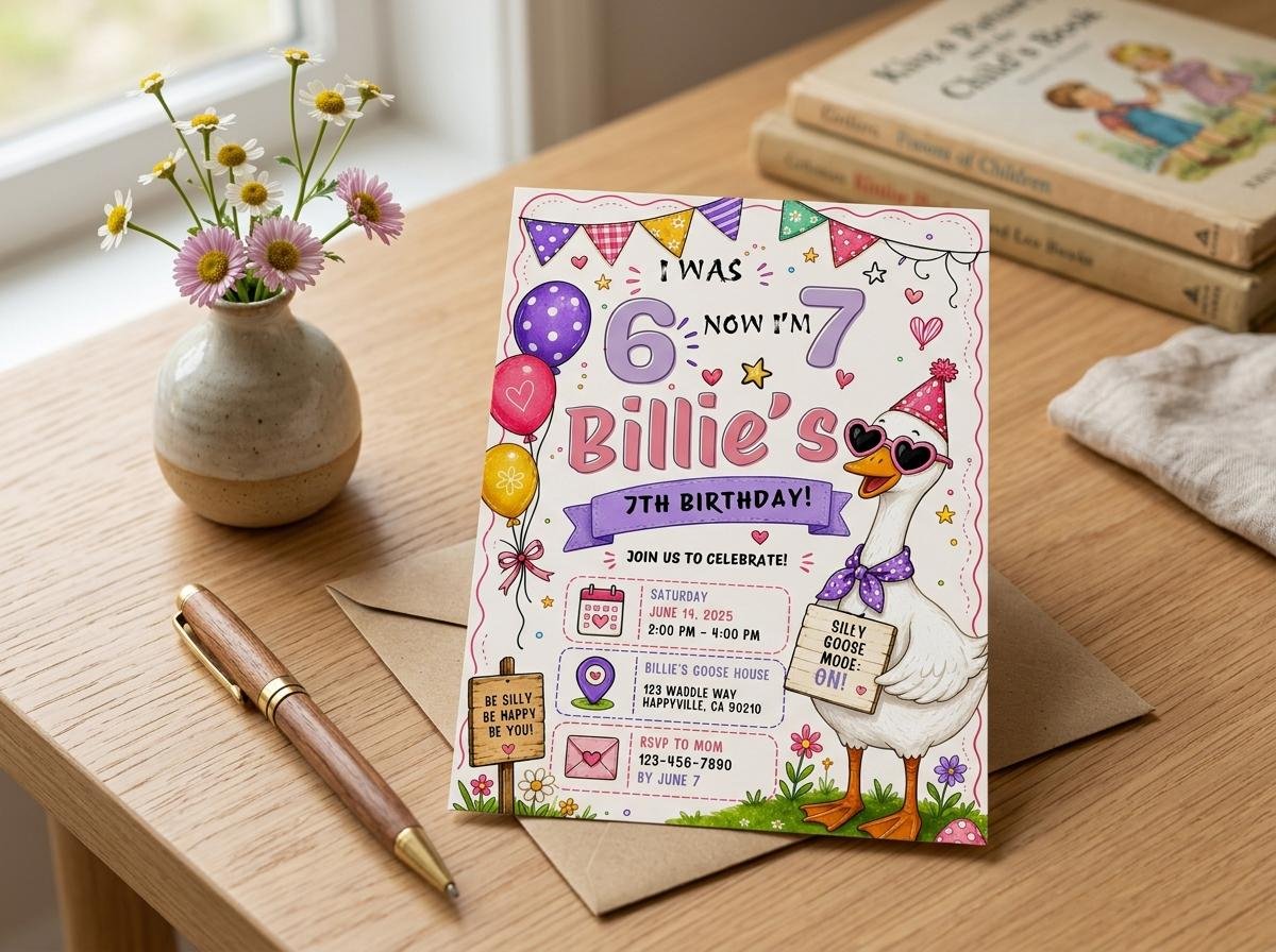7th Birthday Invitation Printable Silly Goose Theme - Image 5