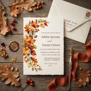 Fall Wedding Invitation Template - Editable Canva Download
