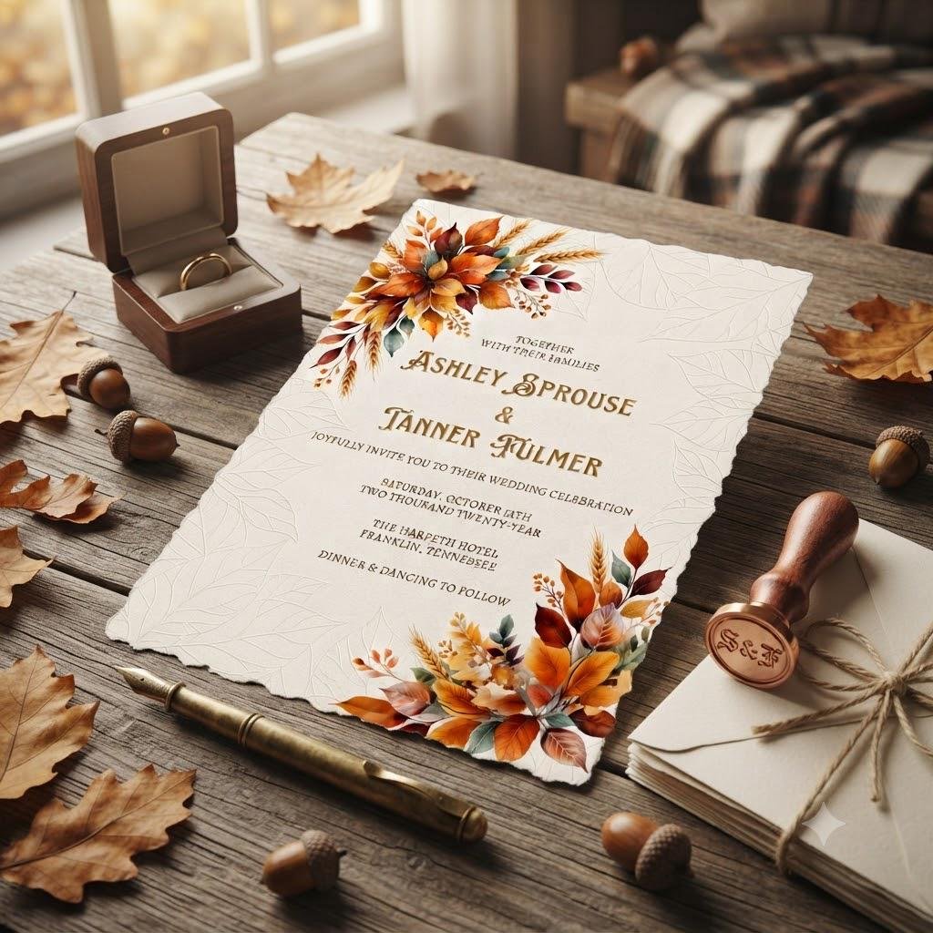 Fall Wedding Invitation Template Editable Canva Download - Image 2