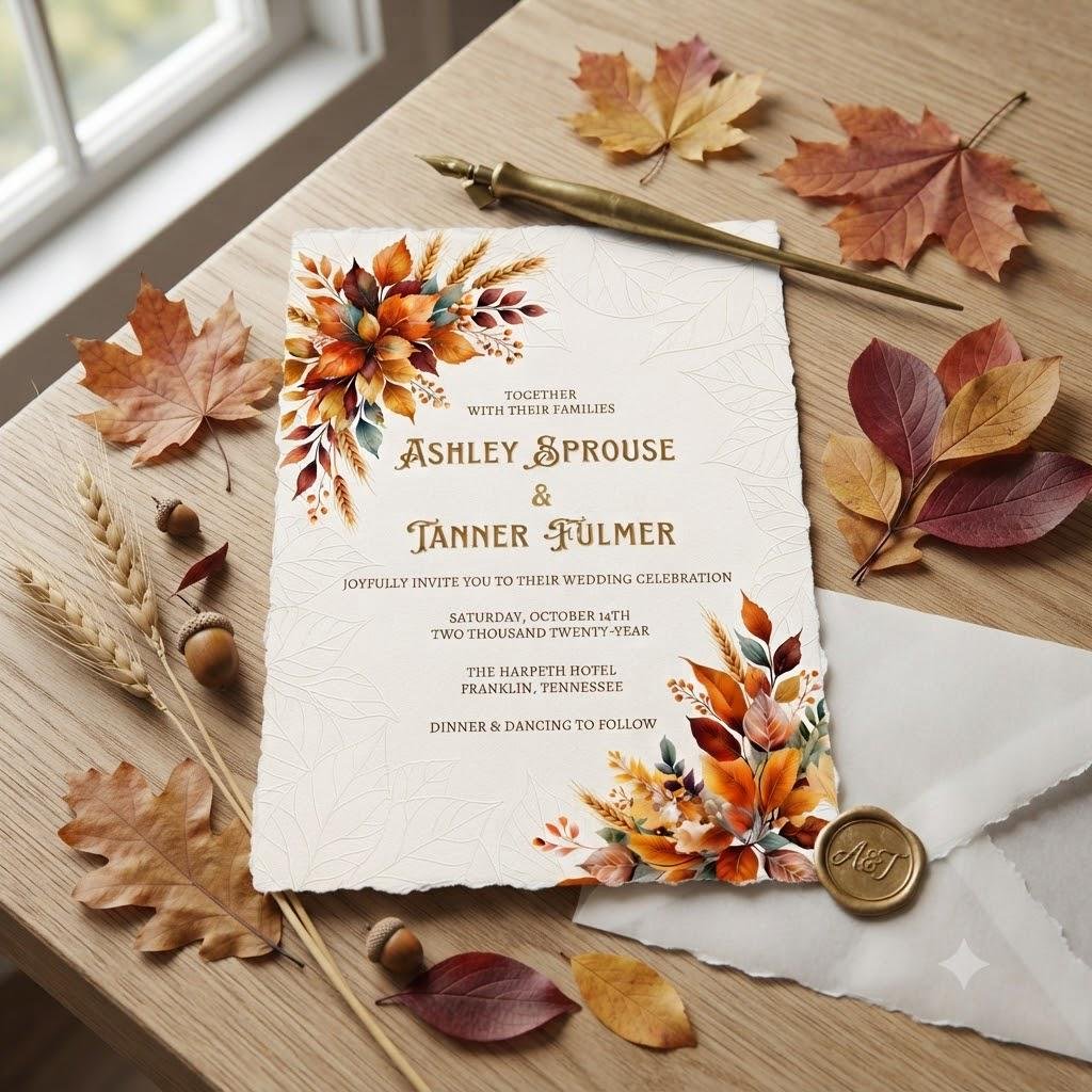 Fall Wedding Invitation Template Editable Canva Download - Image 4