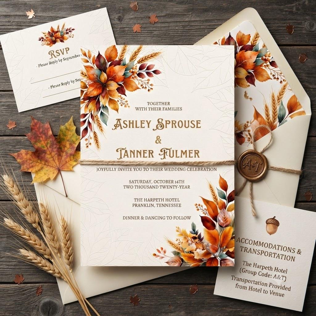 Fall Wedding Invitation Template Editable Canva Download - Image 5