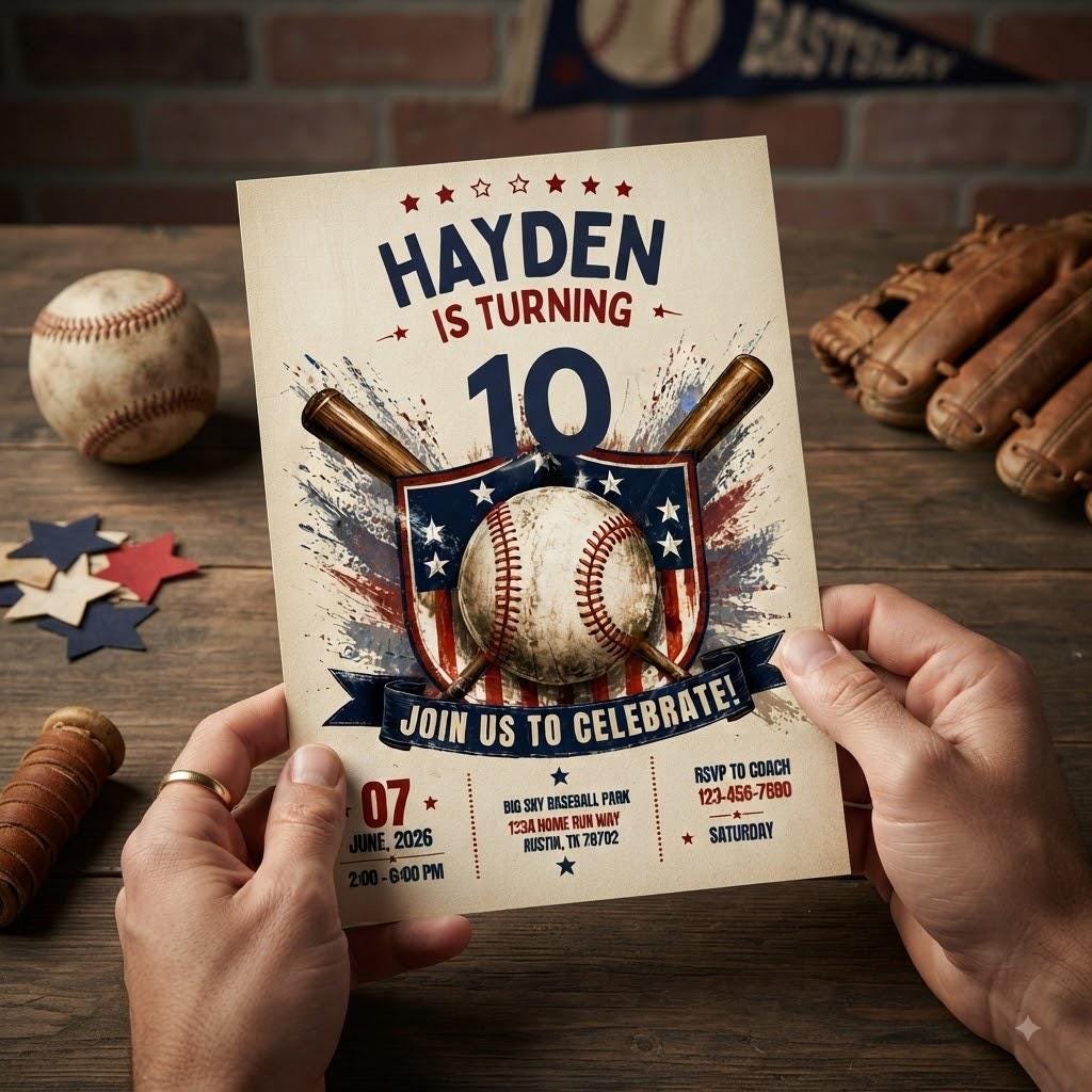 Baseball Birthday Invitation - Editable Canva Template - Image 5