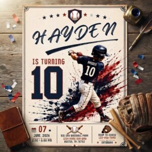 Baseball Birthday Invitation | Editable Canva Template