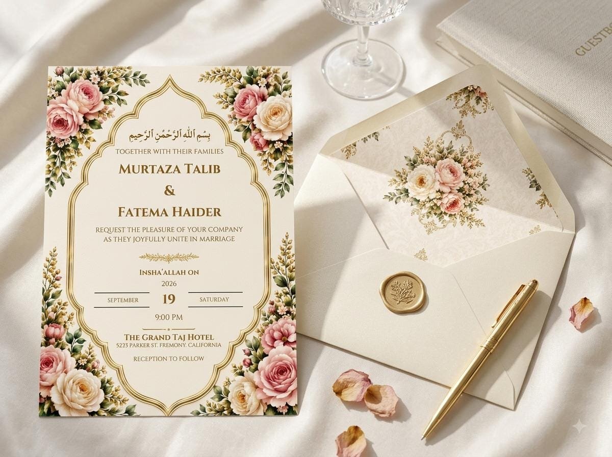 Islamic Wedding Invitation Template - Editable Floral Design - Image 3