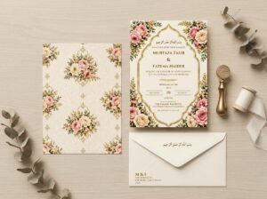 Islamic Wedding Invitation Template - Editable Floral Design
