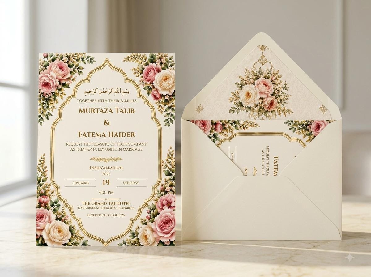 Islamic Wedding Invitation Template - Editable Floral Design - Image 7