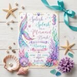 Mermaid Birthday Invitation - Editable Canva Template