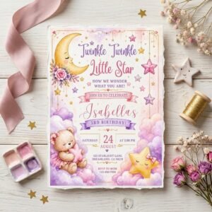 Twinkle Little Star Invitation - Editable Birthday Template