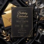 Birthday Invitation Template - Elegant Black Gold Design