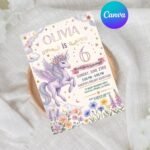Unicorn Birthday Invitation - Editable 6th Birthday Template