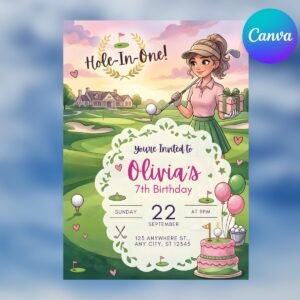 Golf Birthday Invitation - Editable Hole-in-One Invite
