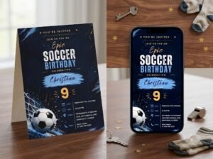 Soccer Birthday Invite - Editable Football Party Template
