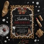 Leopard Print Birthday Invitation Template Editable Canva