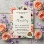 18th Birthday Invitation Floral Editable Canva Template