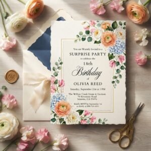 18th Birthday Invitation Floral Surprise Party Template