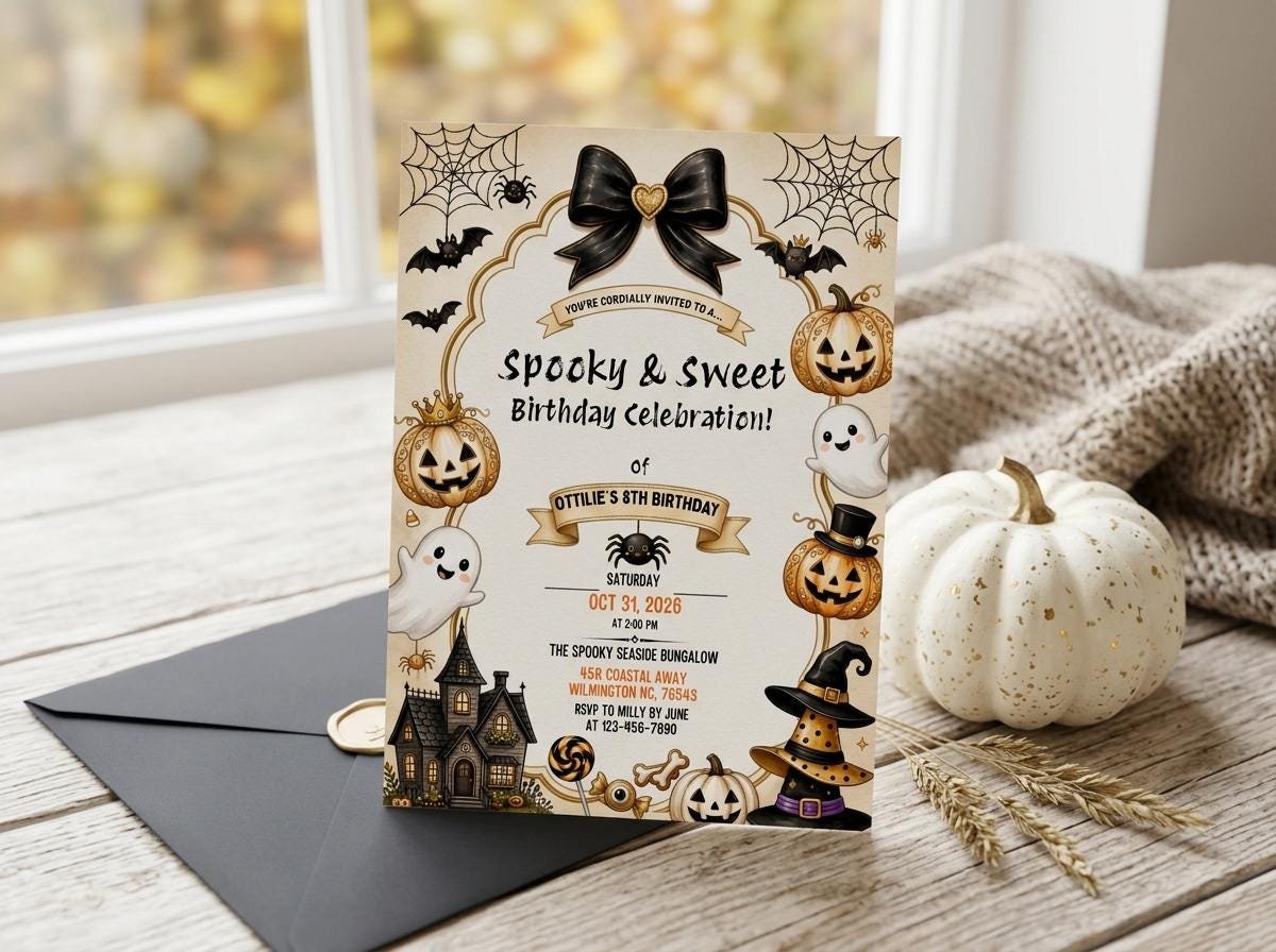 Halloween Birthday Invitation - Editable Canva Template - Image 3