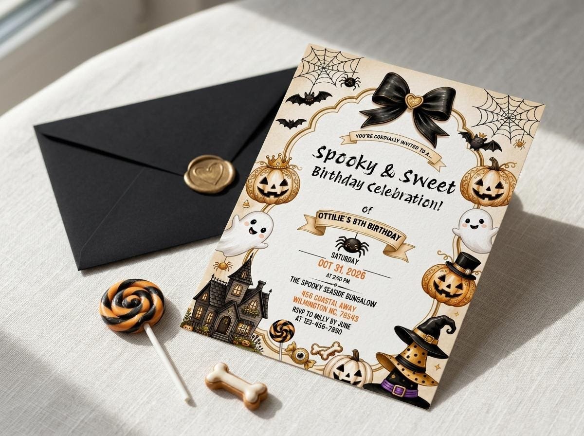 Halloween Birthday Invitation - Editable Canva Template - Image 4