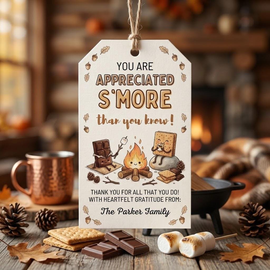 Printable Thank You Card - Editable S'more Appreciation Note - Image 2
