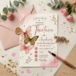 13th Birthday Invitation Template - Editable Butterfly Invite