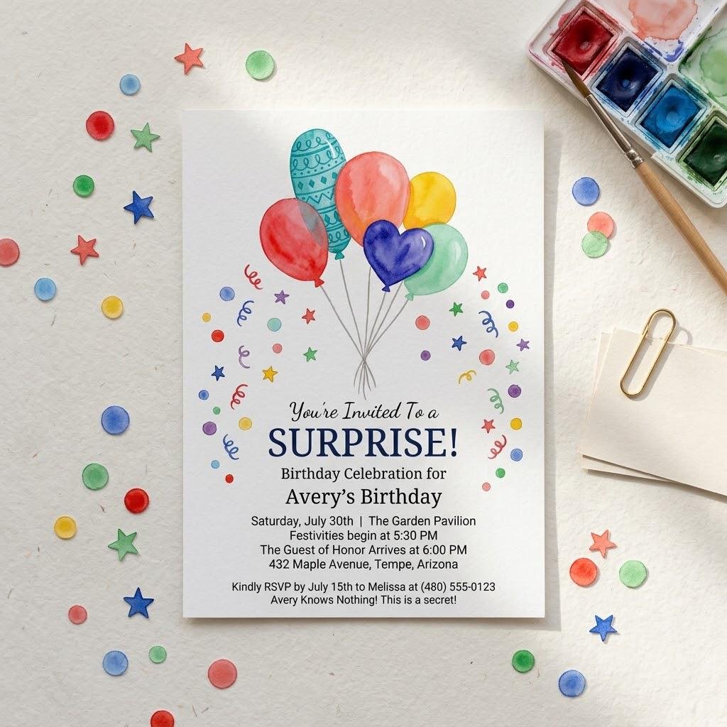 Surprise Birthday Invitation Template - Editable Canva Invite - Image 3