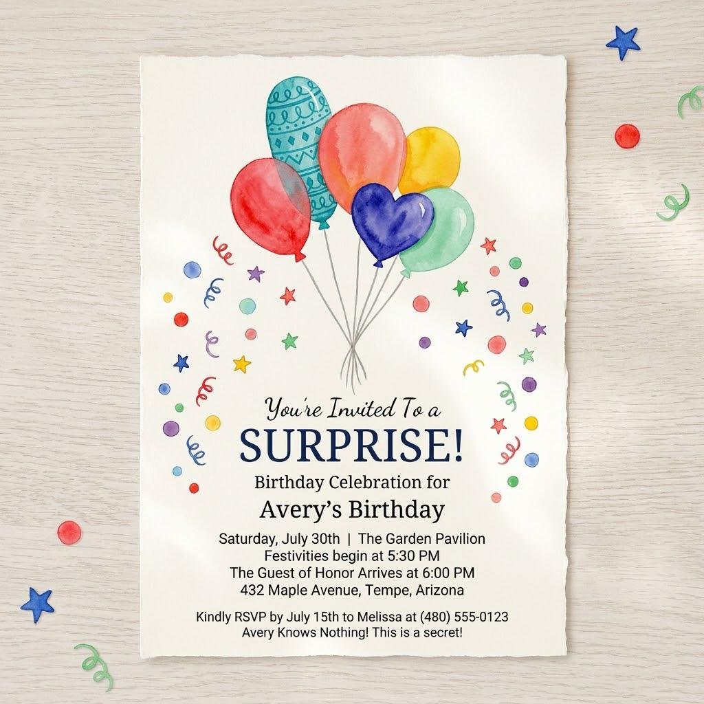 Surprise Birthday Invitation Template - Editable Canva Invite - Image 5