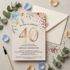 40th Birthday Invitation Editable Canva Template Download