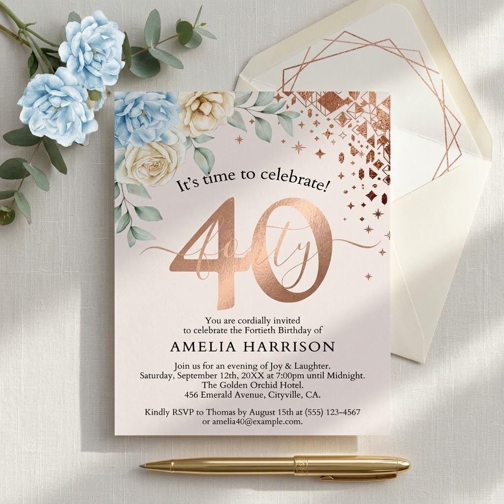 40th Birthday Invitation Editable Canva Template Download - Image 4