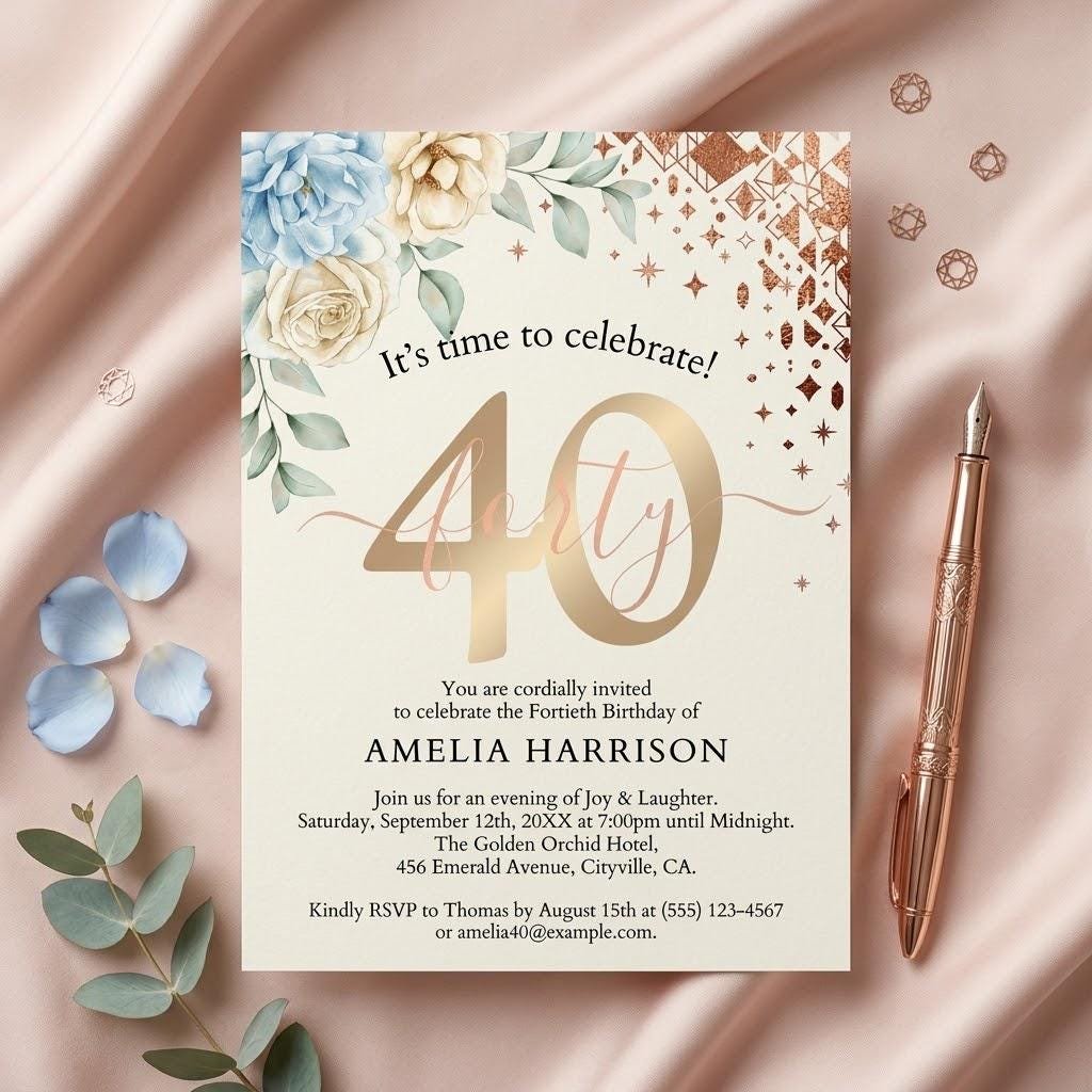 40th Birthday Invitation Editable Canva Template Download - Image 5
