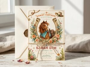 Cowboy Birthday Invitation - Editable Canva Template